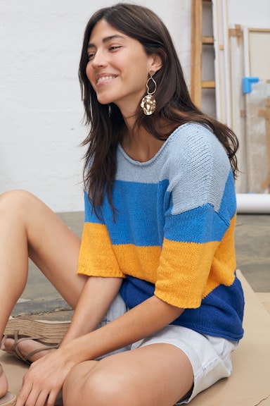 Bild 6 von Knitted jumper cotton blend in blue orange | Oui