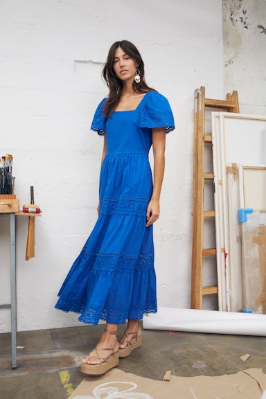 Bild 7 von Maxi dress cotton voile in blue lolite | Oui