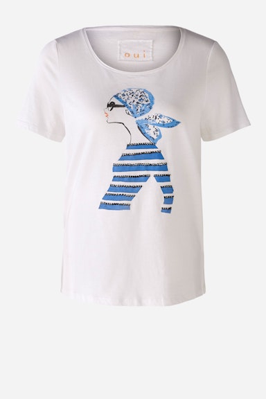 Bild 6 von T-Shirt mit Strasssteinchen und Perlchen aus Handarbeit in optic white | Oui