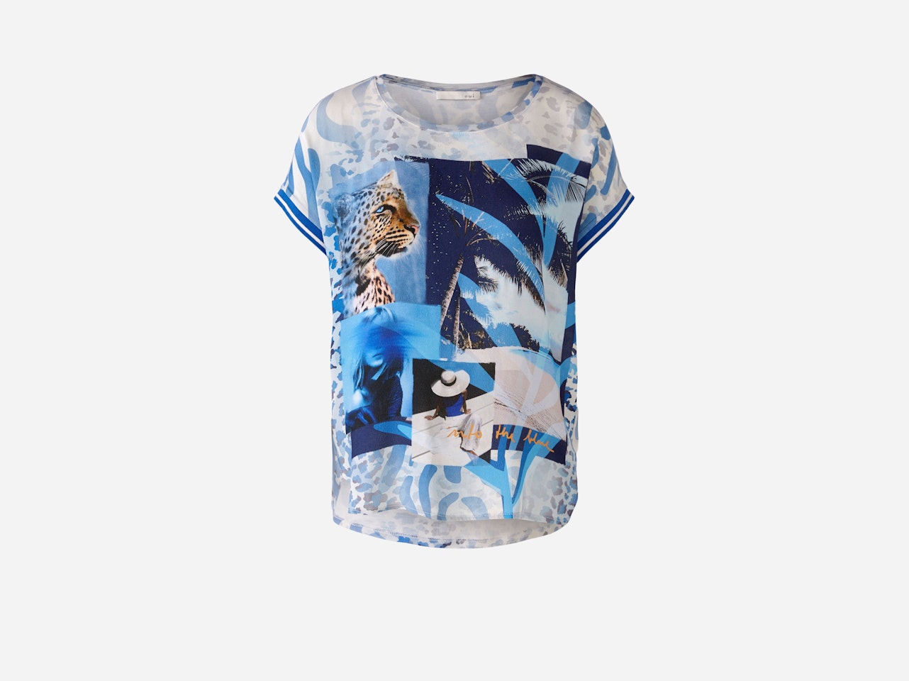 Bild 7 von Blouse shirt webpatch digitally printed with decoration in white blue | Oui