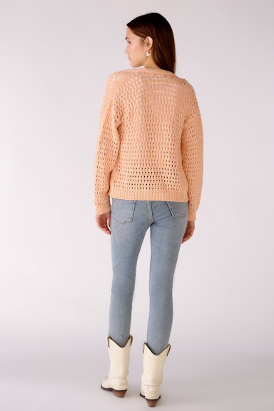 Bild 3 von Cardigan in cotton yarn with a moulinised look in rose orange | Oui