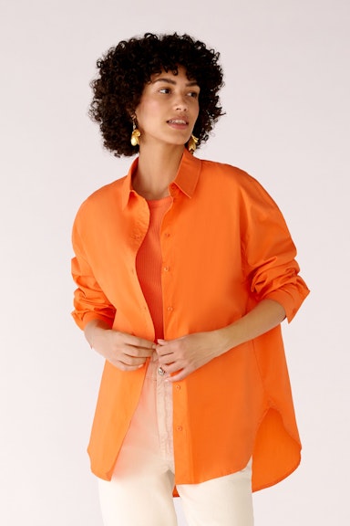 Bild 2 von Shirt blouse in cotton stretch quality in vermillion orange | Oui