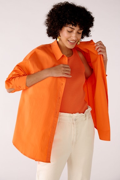 Bild 6 von Shirt blouse in cotton stretch quality in vermillion orange | Oui