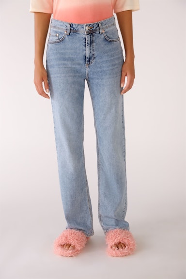Jeans Straight high-Waist in Denim-Mischung