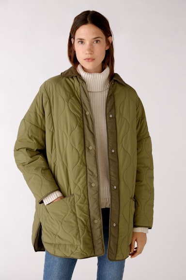 Quilted coat at knee length