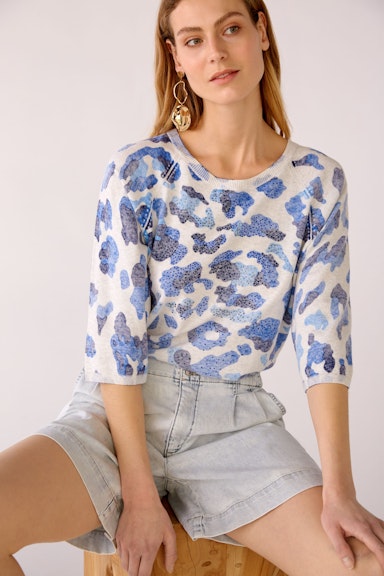 Bild 6 von Knitted jumper linen-cotton blend in white blue | Oui