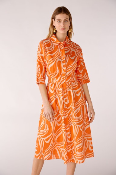 Bild 2 von Hemdblusenkleid in reiner Baumwolle in dk orange white | Oui