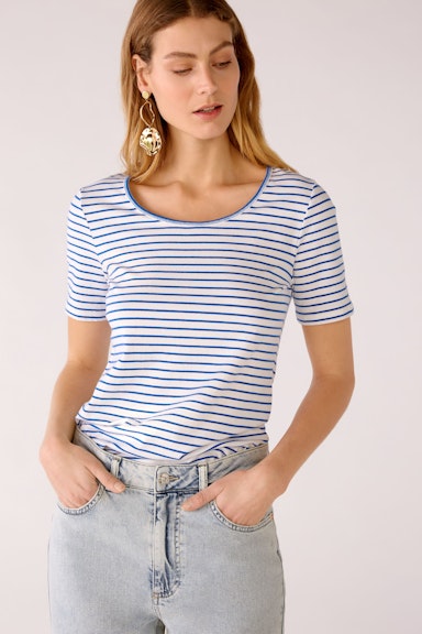 Bild 5 von T-shirt elastic cotton in white blue | Oui