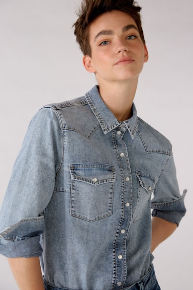 Bild 5 von Jeans Bluse in authentischer Waschung in blue denim | Oui
