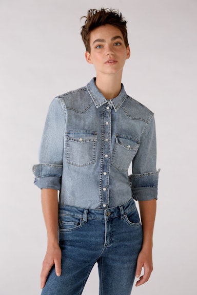 Bild 1 von Jeans Bluse in authentischer Waschung in blue denim | Oui