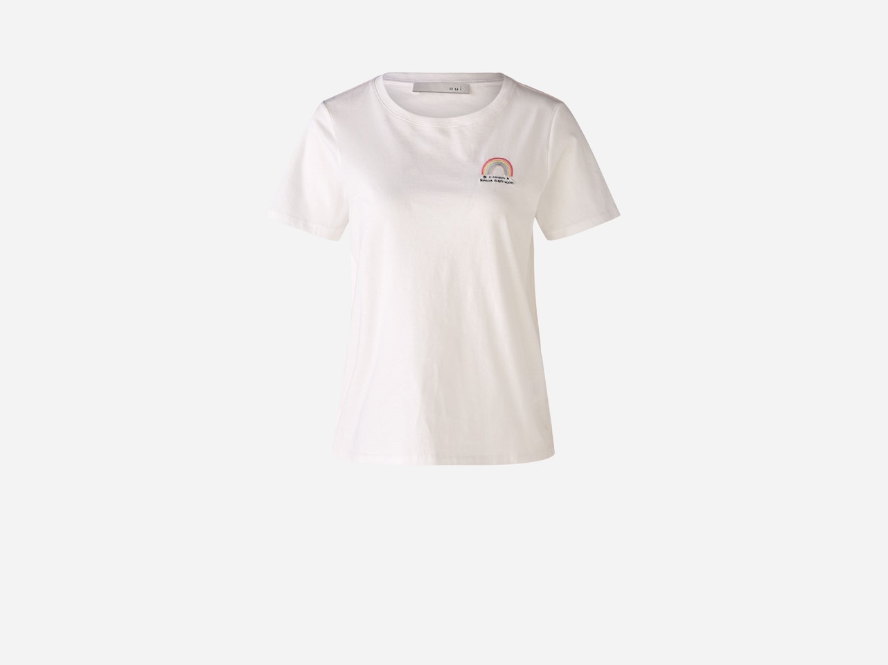 T-shirt with small rainbow embroidery