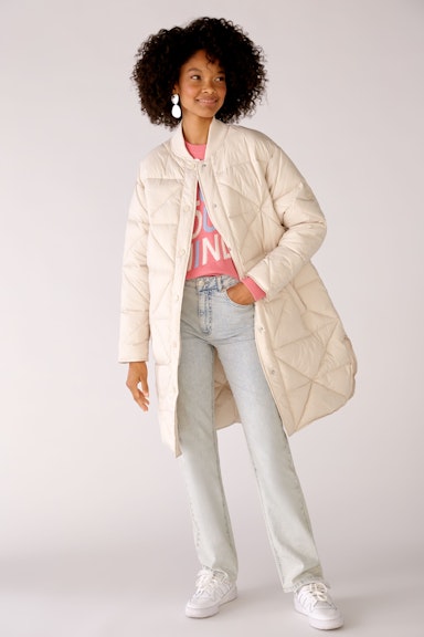 Quilted coat with stand-up collar