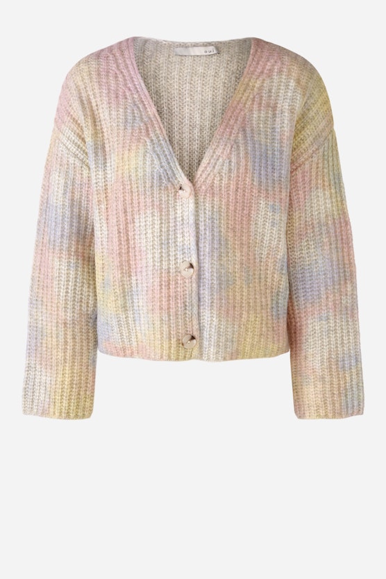 Knitted cardigan with watercolour print