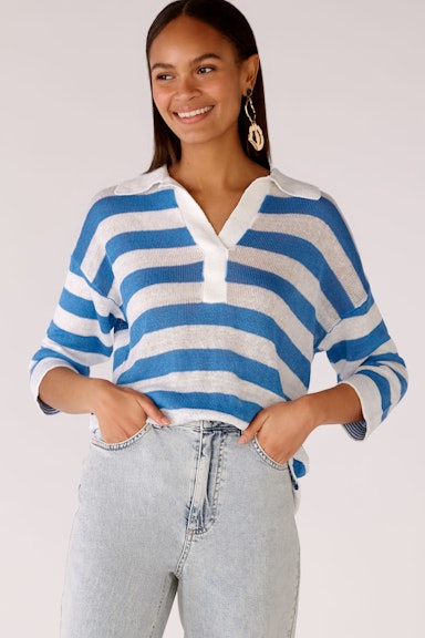 Bild 6 von Knitted jumper 100% linen in white blue | Oui