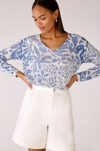 Bild 5 von Knitted jumper linen-cotton blend in white blue | Oui