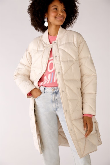 Quilted coat with stand-up collar
