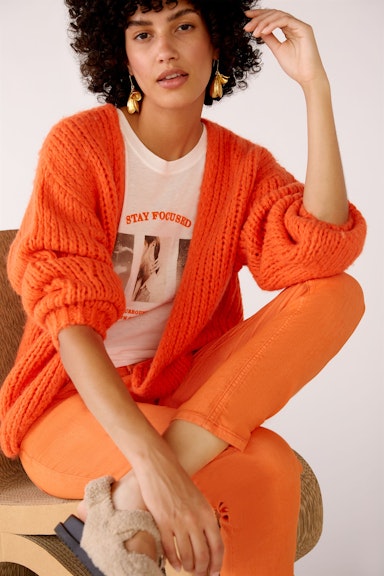 Bild 7 von Cardigan in a chunky knit look in vermillion orange | Oui