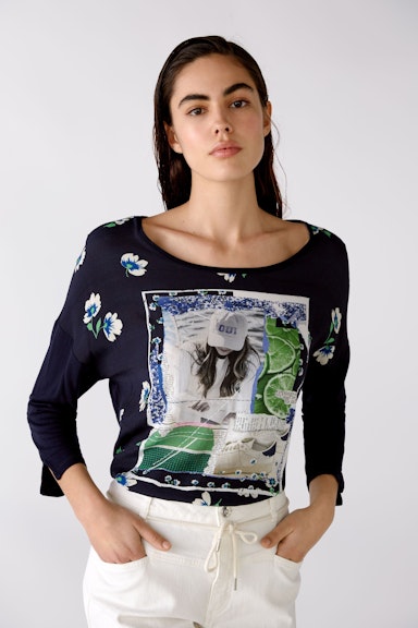 Bild 1 von Blouse shirt with photo motifs in lt blue white | Oui
