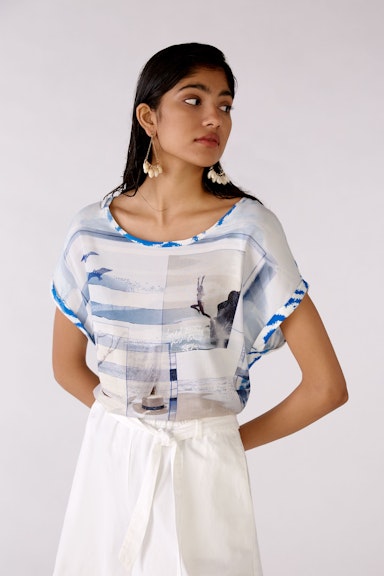 Bild 1 von Blouse shirt with beautiful print in white blue | Oui