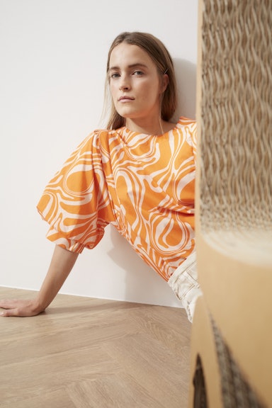Bild 7 von Bluse in reiner Baumwolle in dk orange white | Oui