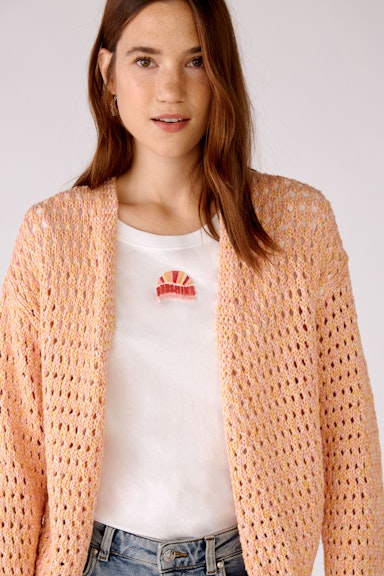 Bild 4 von Cardigan in cotton yarn with a moulinised look in rose orange | Oui