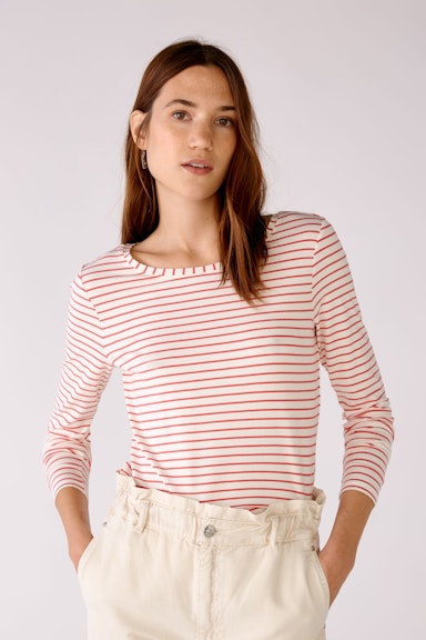 Bild 1 von Long-sleeved T-shirt in soft viscose jersey in white red | Oui