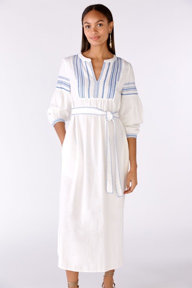 Bild 2 von Maxi dress made of cotton with contrast embroidery in white blue | Oui