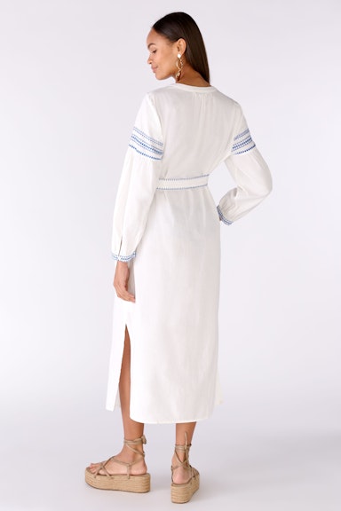 Bild 3 von Maxi dress made of cotton with contrast embroidery in white blue | Oui