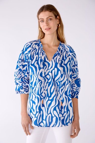 Bild 2 von Tunic blouse 100% cotton voile in blue white | Oui