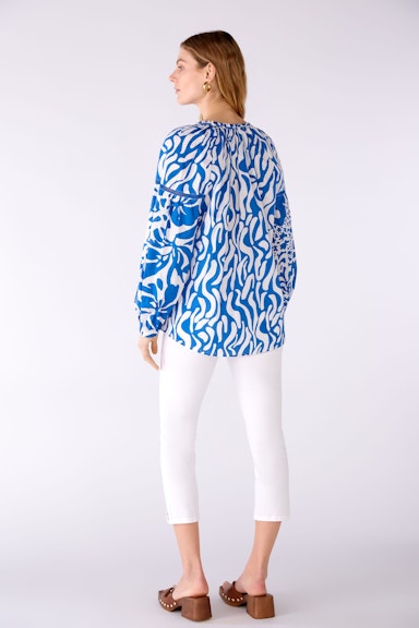 Bild 3 von Tunic blouse 100% cotton voile in blue white | Oui