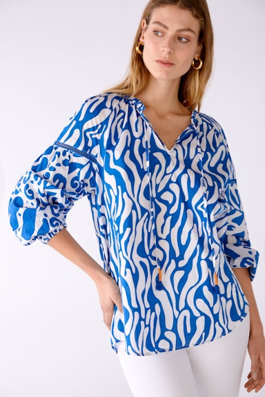 Bild 4 von Tunic blouse 100% cotton voile in blue white | Oui