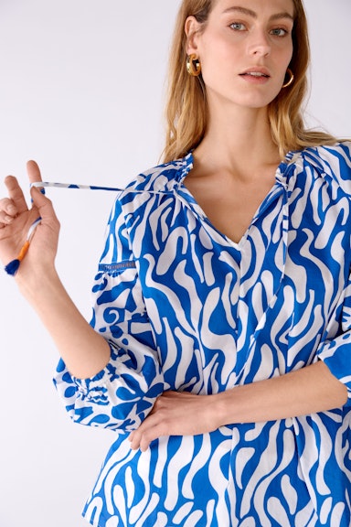 Bild 5 von Tunic blouse 100% cotton voile in blue white | Oui