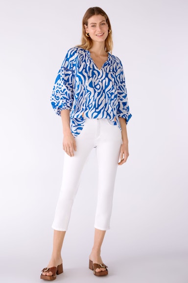Bild 6 von Tunic blouse 100% cotton voile in blue white | Oui