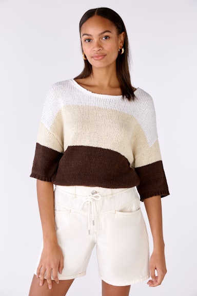Bild 2 von Knitted jumper cotton blend in dk brown white | Oui