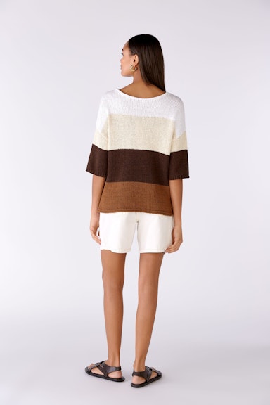 Bild 3 von Knitted jumper cotton blend in dk brown white | Oui