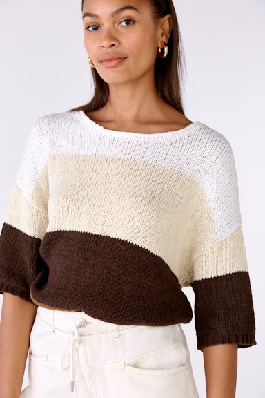 Bild 4 von Knitted jumper cotton blend in dk brown white | Oui