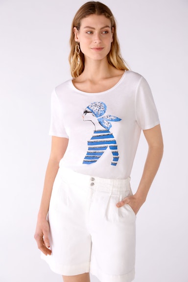 Bild 2 von T-Shirt mit Strasssteinchen und Perlchen aus Handarbeit in optic white | Oui