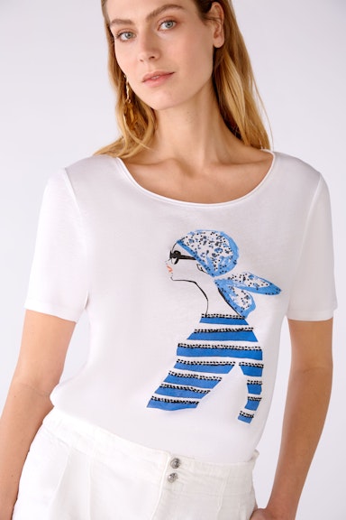 Bild 4 von T-Shirt mit Strasssteinchen und Perlchen aus Handarbeit in optic white | Oui