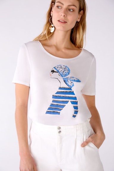 Bild 5 von T-Shirt mit Strasssteinchen und Perlchen aus Handarbeit in optic white | Oui