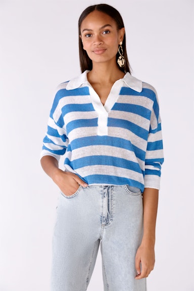 Bild 2 von Knitted jumper 100% linen in white blue | Oui