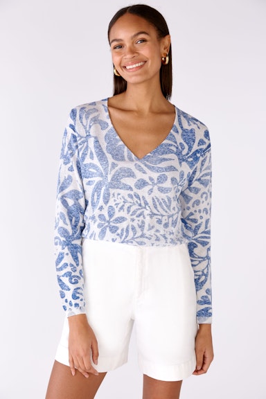 Bild 2 von Knitted jumper linen-cotton blend in white blue | Oui