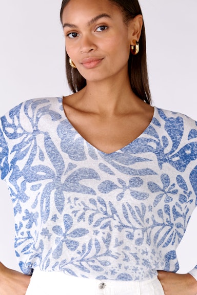 Bild 4 von Knitted jumper linen-cotton blend in white blue | Oui