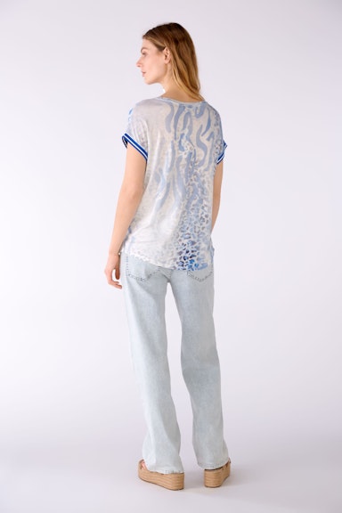 Bild 3 von Blouse shirt webpatch digitally printed with decoration in white blue | Oui