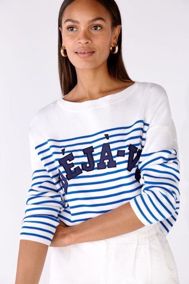 Bild 5 von Knitted jumper 100% cotton in white blue | Oui