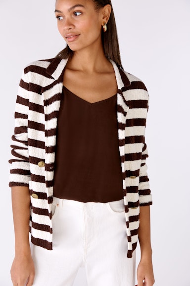 Bild 4 von Knitted blazer cotton blend in offwhite brown | Oui