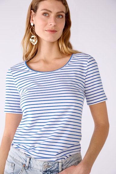 Bild 4 von T-shirt elastic cotton in white blue | Oui