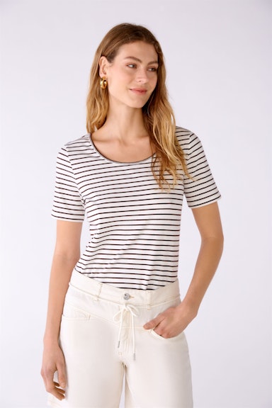 Bild 2 von T-shirt elastic cotton in white brown | Oui