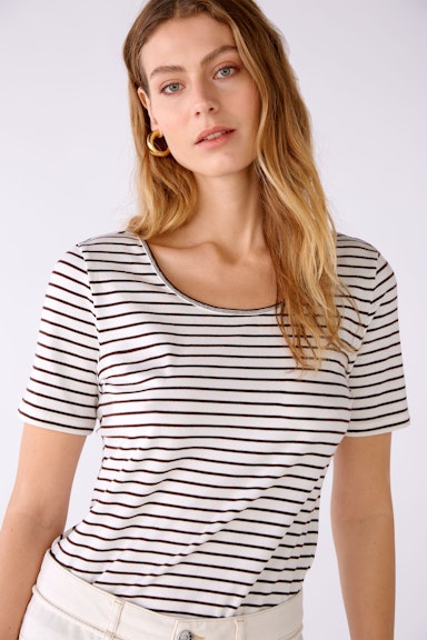 Bild 4 von T-Shirt elastische Baumwolle in white brown | Oui