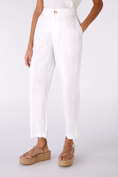 Bild 2 von Linen trousers shortened length in optic white | Oui