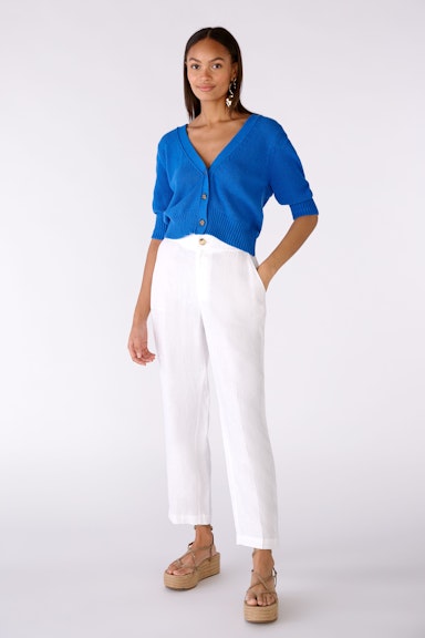 Bild 5 von Linen trousers shortened length in optic white | Oui